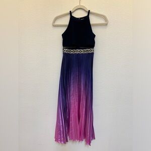 Rare Editions Purple and Pink Maxi Kids dress featuring ombré effect. Pleaded